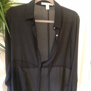 Black Sheer Long Sleeve Shirt